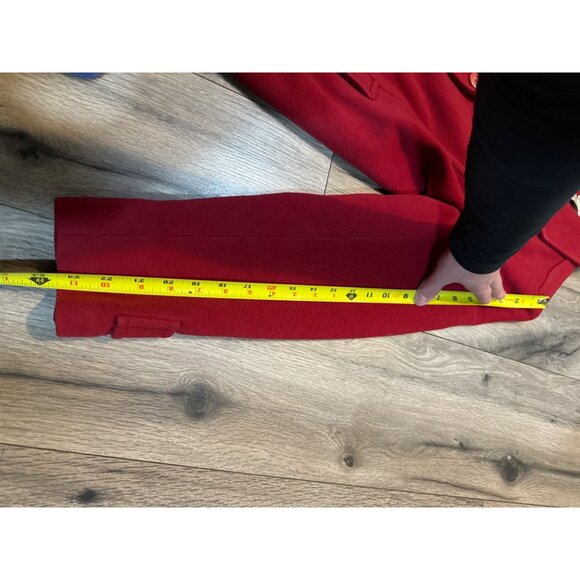L.L. Bean Womens LambsWool Red Button Classic PeaCoat Size 8 Regular QHTH2 Thins - Picture 6 of 11